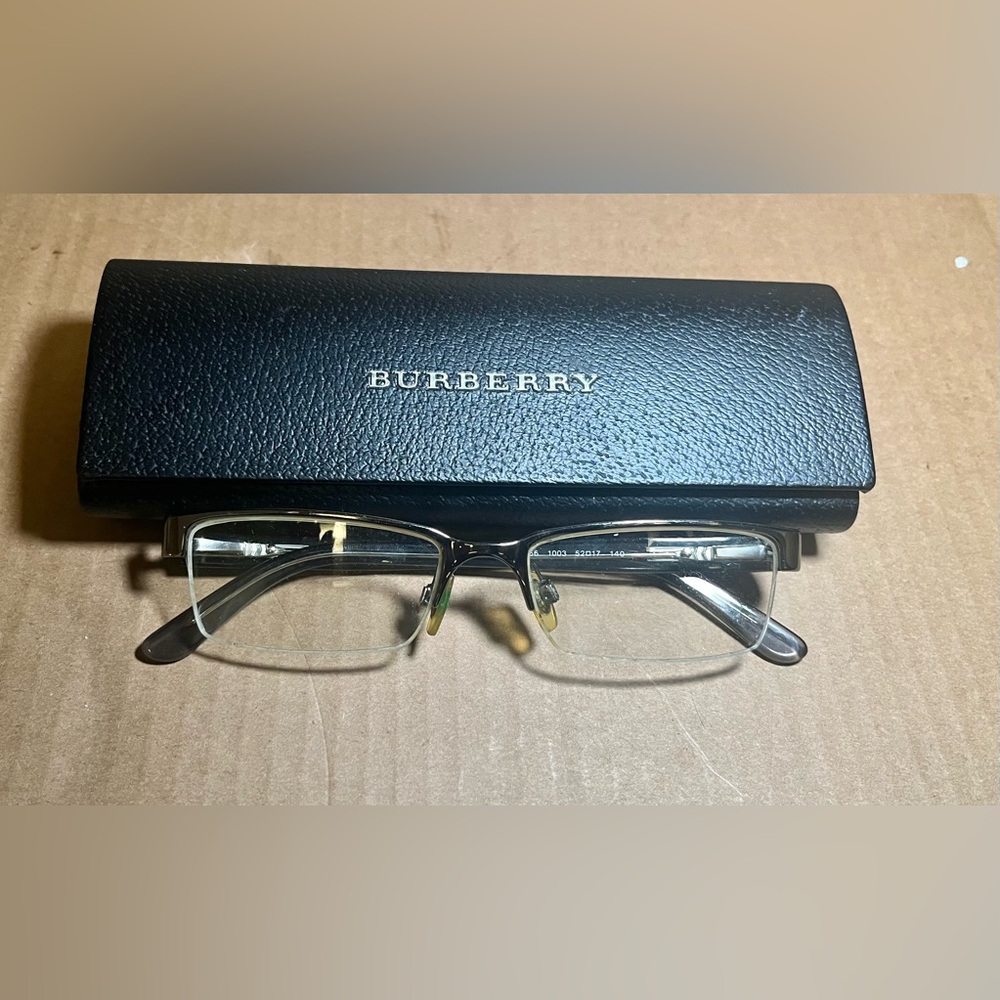 Burberry Black and Silver Eyeglasses with Case
